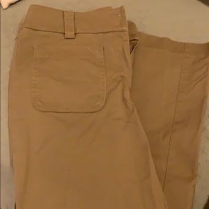 Loft dark Khaki wide leg cropped pants size 6